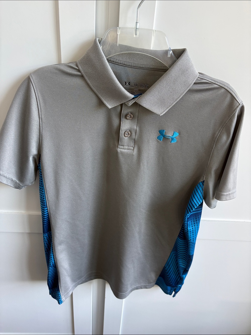 Under Armour Gray Polo with Blue Side Panels